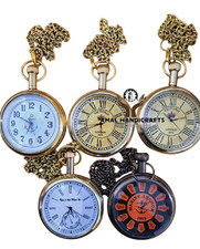 AMAL Lot of 5 Antique Style Vintage Elgin Brass Pocket Watches Collectible Gift