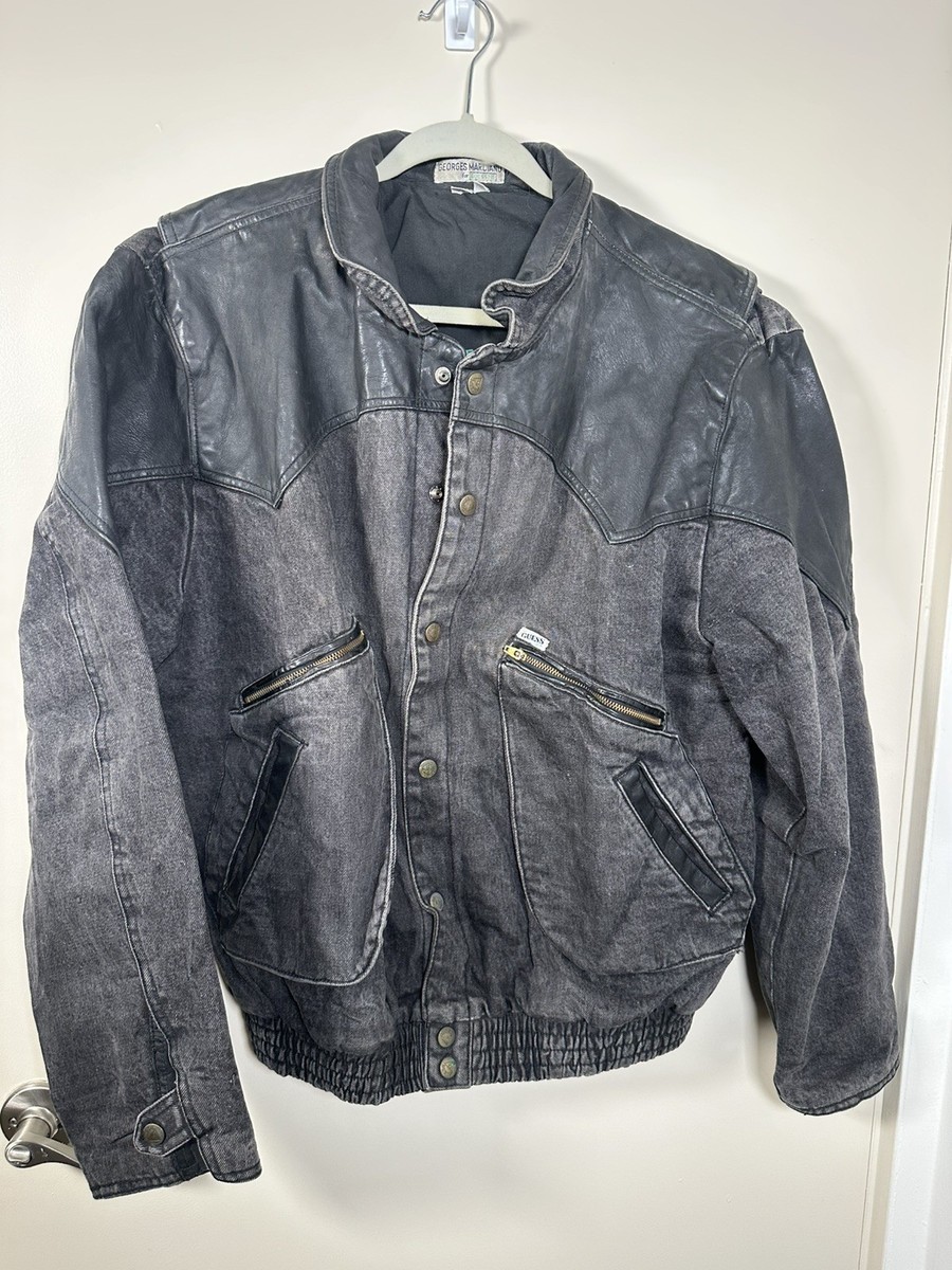 Vintage 80s GUESS Marty McFly Jacket Two Tone Denim Jean Georges