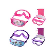 2PK Swim Goggles,Kids Goggles Fabric Strap, Wide View Pink Girls Swimming Mask