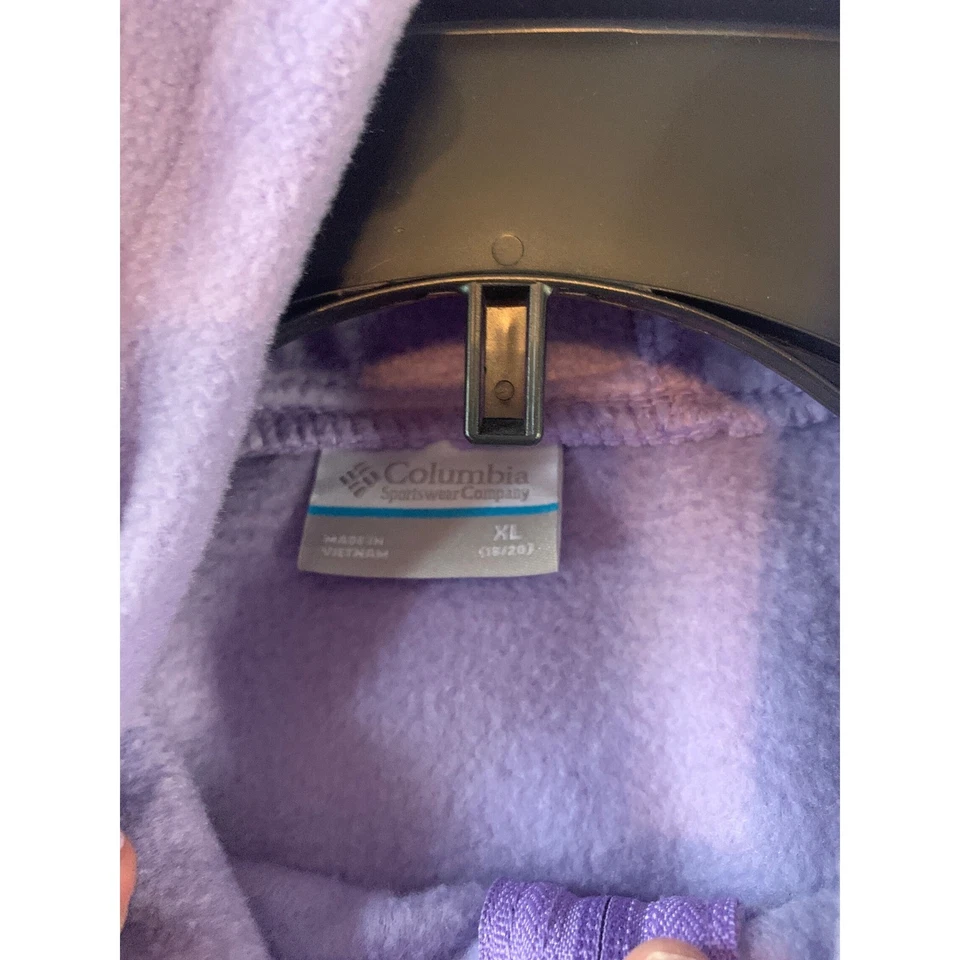 Abrigo Chaqueta Columbia Púrpura Polar Con Capucha Niños XL (18/20) Cremallera Completa Foto 3 de 3