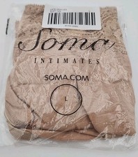 Soma Intimates Lace High Leg Soft Tan Size L Underwear Panties Super Soft