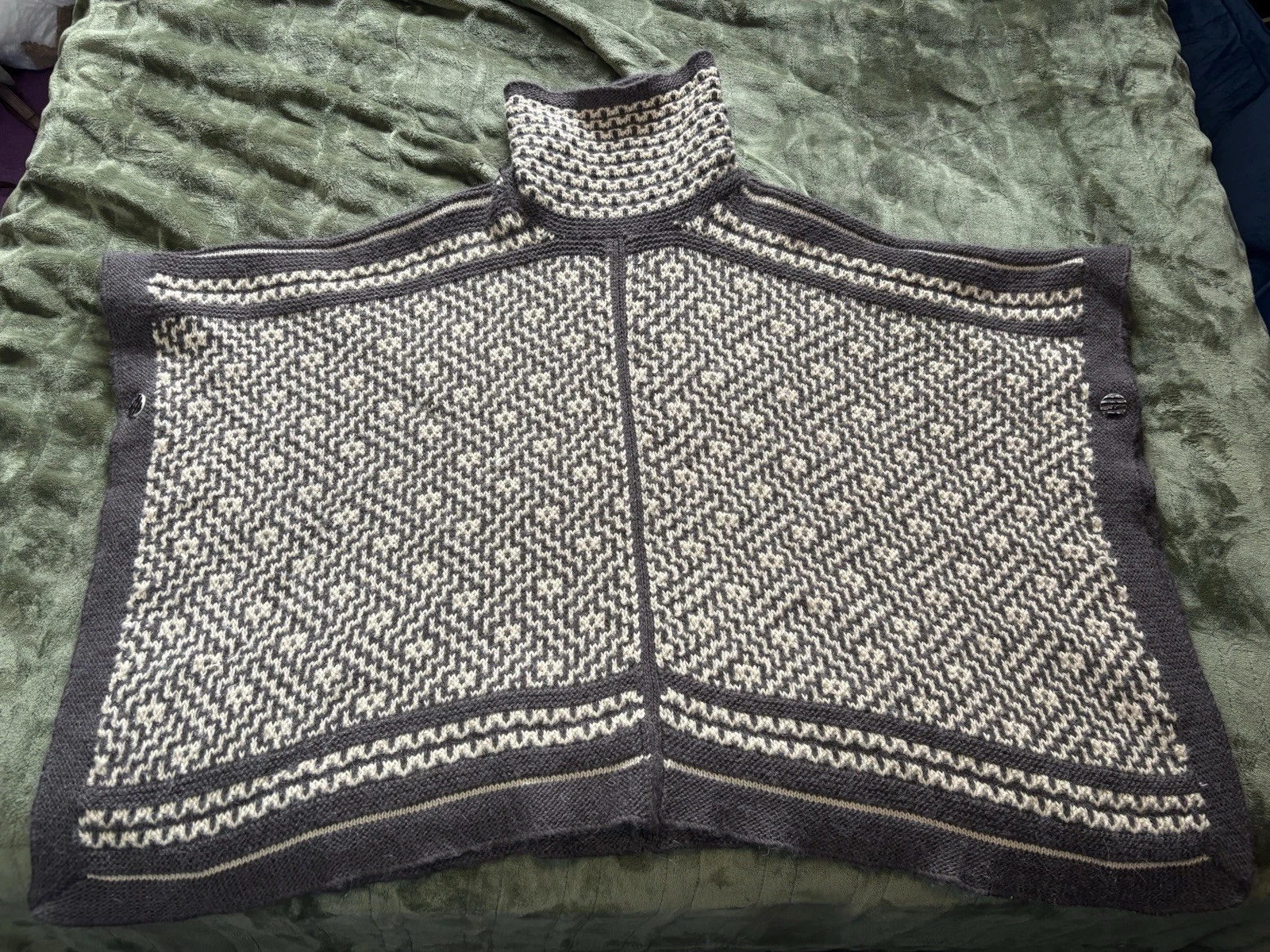 Lauren Ralph Lauren Poncho Womens Small Medium Brown Chunky Knit Wool Blend