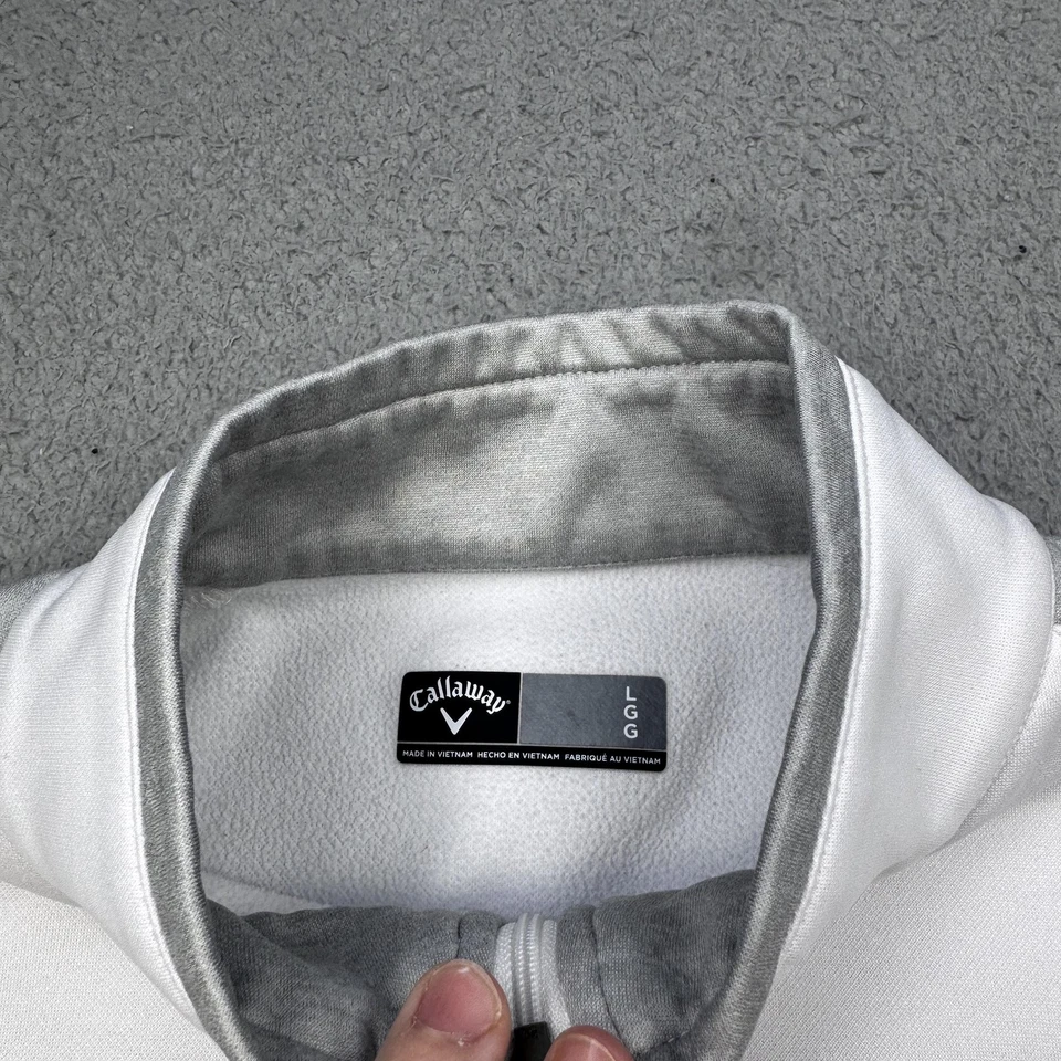 Callaway 套衫男式大号白色四分之一拉链高尔夫 1/4 拉链模拟领弹力 — 第 4/4 张图片