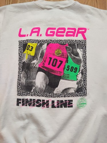 Vintage 80s LA Gear Finish Line Sweatshirt Womens XL Neon Made In Usa Los Angels - Picture 2 of 6