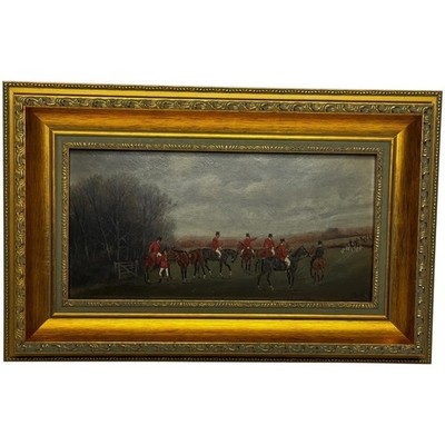 Viktorianisches Gemälde Das Treffen (Die Berkeley-Jagd) um 1880 von Charles Faulkner