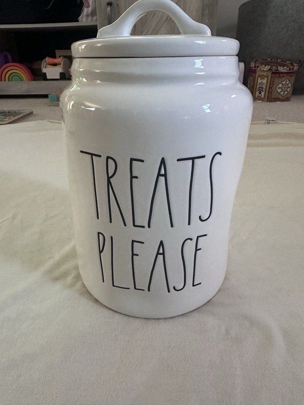 Rae Dunn White Artisan Collection Dog Treat Canister 