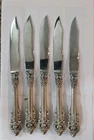 SET OF FIVE WALLACE GRAND BAROQUE STERLING SILVER FRUIT KNIVES