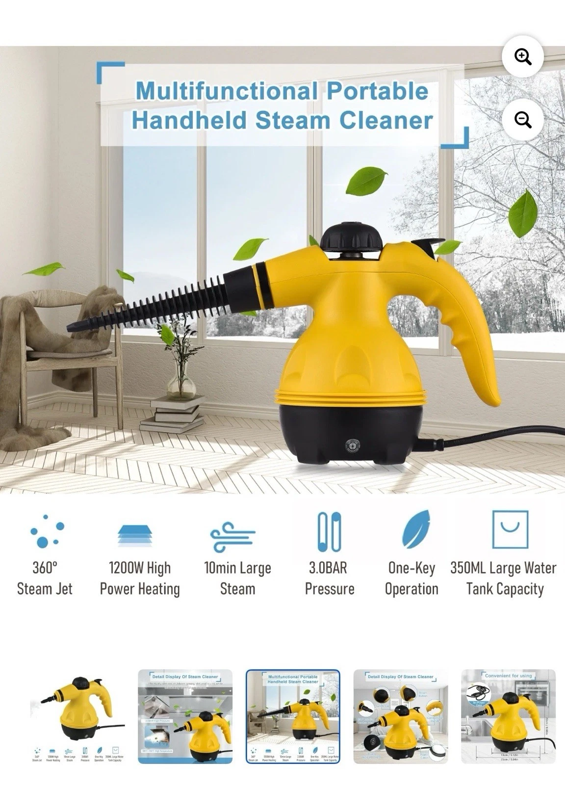 Steam Cleaner for Home, 1000W Multi-Surface Steamer, Portable Natural Steamer