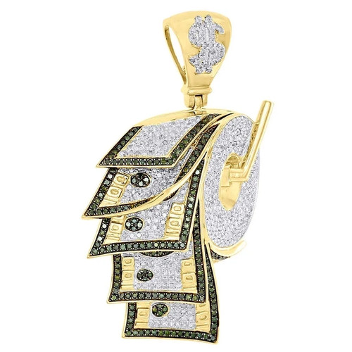 14K Yellow Gold Plated 2Ct Lab Created Diamond Roll of Money Pendant Mens Dollar - Picture 2 of 5