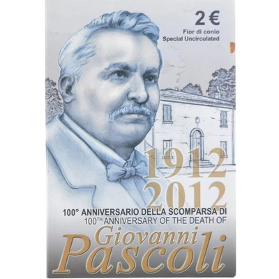 Italie, 2 Euro, Giovanni Pascoli, 2012, Rome, Special Unc., FDC, Bimétallique - Photo 1/2