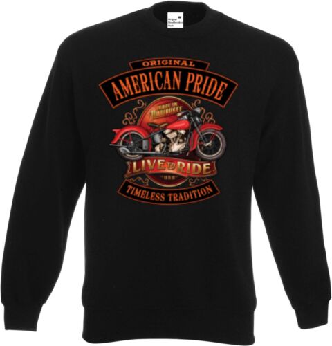 Sweat-shirt noir motif motard, chopper et old school modèle American Pride - Photo 1 sur 2