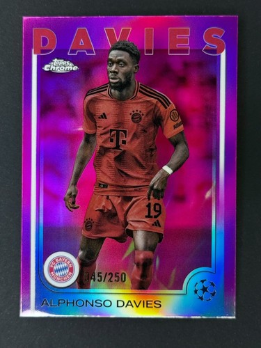 2024-25 Topps Chrome UEFA Club Competitions #96 Alphonso Davies Pink Lava /250
