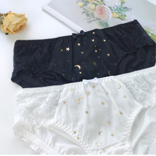 Womens Knickers Lace Bow Cotton Crotch Briefs Underwear Nudie Star Moon Panties - Picture 10 of 20