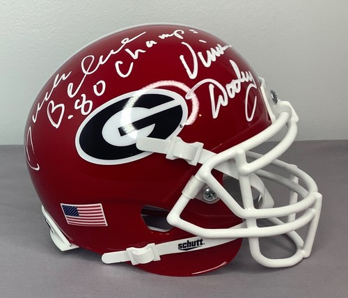Mini Casco Vince Dooley & Buck Belue FIRMADO por los Georgia Bulldogs con Certificado de Autenticidad y PRUEBA - Imagen 11 de 11