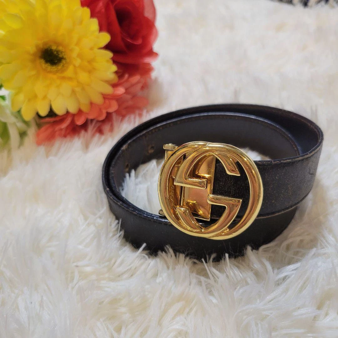 Gucci noir logo doré ceinture costume pantalon sweat pour voyage