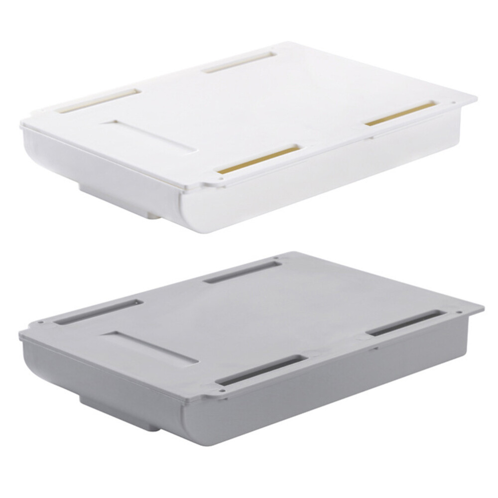 2 Pcs under Desk Drawer Slide Out Punch Free Storage Box Stationery Office