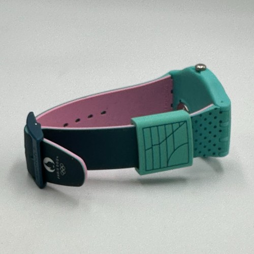 Orologio Swatch Uomo Donna Rosa Teal Parigi 2024 Olimpiadi Edizione Limitata Batteria Nuova - Foto 14 di 15