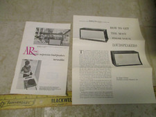 VTG AR Inc Acoustic Suspension Loudspeakers Turntable Speakers Brochure Pamphlet