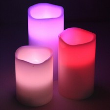 3Pc- 12 Color Changing LED Flameless Electronic Smokeless Candles  Remote Contr