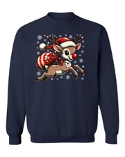 Rudolph Red Nose Reindeer Santa Hat Merry Christmas Unisex Crewneck Sweatshirt