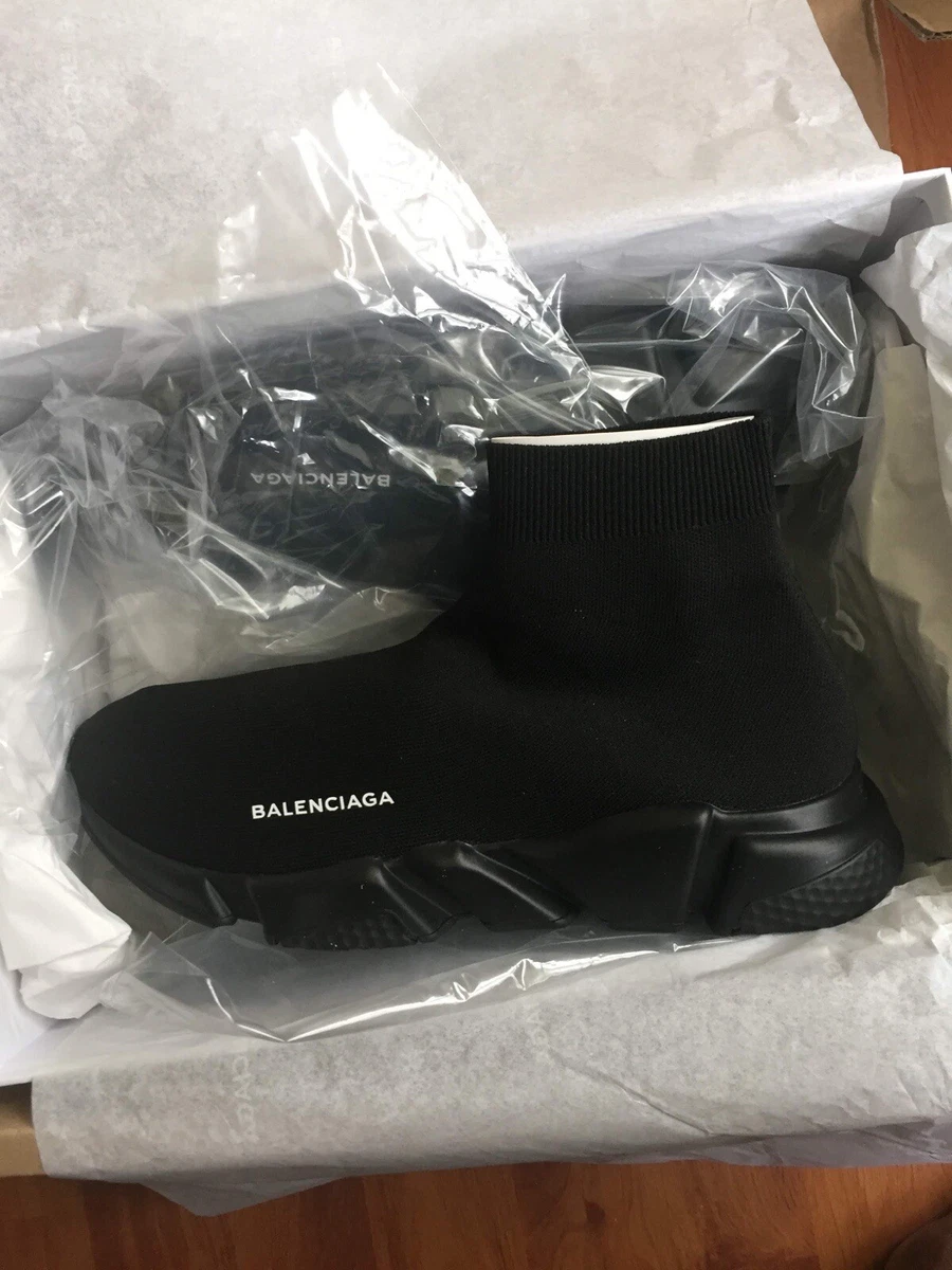 Giày BALENCIAGA SPEED TRAINER ALL BLACK WHITE nam nữ 