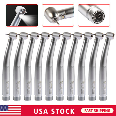 1-10X Dental LED E-generator Optic Turbine Handpiece Push 2/4 Hole Rotor Burr dr