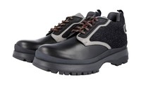 Prada Brixxen Schnuerschuhe Winter Schwarz Grau Leder Filz Neu 9 43 43,5