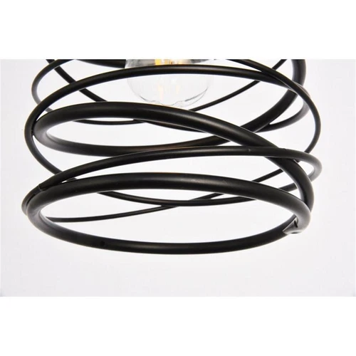 Living District Hopper 1-Light Transitional Metal Pendant in Black - Picture 5 of 6