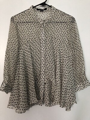 EUC! Fabulous Forever 21 Chiffon Flounce Double Layer Horse Print Blouse Sz  S