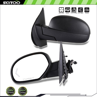 Power Fold Heated Puddle Light Signal Mirrors For 2007‑2013 Chevy/GMC – Black Pair