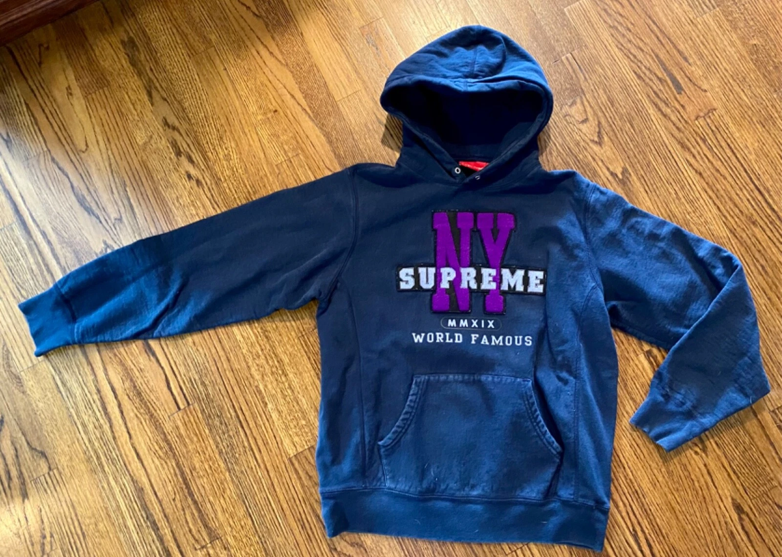 Sweat shirt à capuche à capuche SUPREME NY MMXIX en coton noir rouge pour hommes taille M