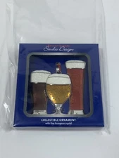 REGENT SQUARE STUDIO DESIGN BEER GLASSES W/ EUROPEAN CRYSTALS HOLIDAY ORNAMENT