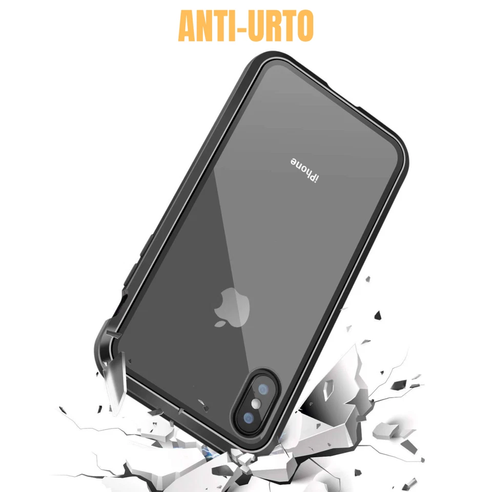 COVER CUSTODIA MAGNETICA ALLUMINIO DOPPIO VETRO TEMPERATO IPHONE 12 11 X XS XR - Immagine 3 di 4