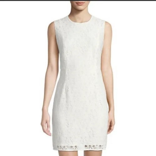 Diane Von Furstenberg Lace Dress Women's Size 2 White Sheath Sleeveless Cocktail - Picture 2 of 13