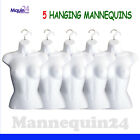 5 Pack Female Mannequin Torso body Dress Forms White with Hangers