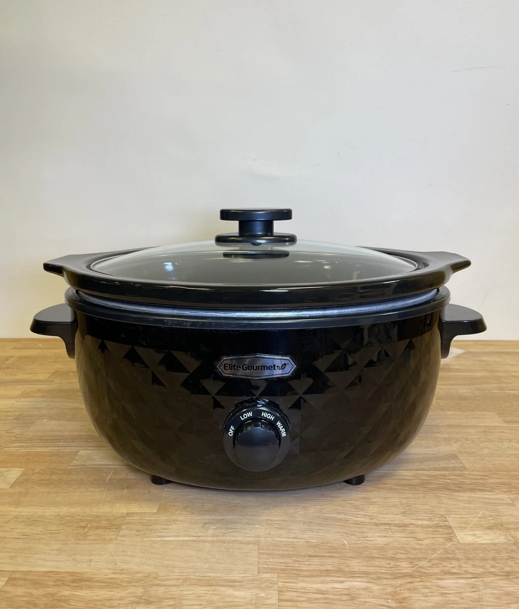 Free Delivery and Returns Elite 6Quart Slow Cooker, Black, black crock