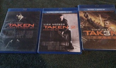 Taken 1, 2 Used & 3, New Sealed,Liam Neeson, Blu-ray Collection Trilogy 3 Movies