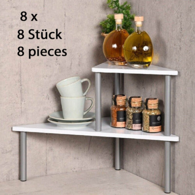 8 Stück KESPER Küchen Eck Regal weiss 53x38x38 cm 2 Etagen Metall  #P1