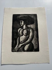 GEORGES ROUAULT AQUATINT ETCHING NUDE PORTRAIT MID CENTURY MODERNISM PERE EBU