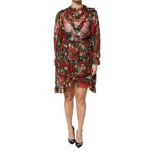 DOLCE & GABBANA Dress Multicolor Ruffle Floral Long Sleeves IT38/US4/XS 4130usd