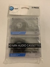 Two Blank 90 Minute Audo Cassette Tapes - New in Package - Onn brand