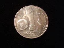 Mexico 50 Pesos 1985 World Cup Mexico 1986 .720 Coin Silver, Mundial Mexico 1986