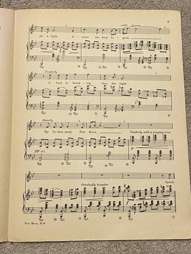 1920 PALE MOON Indian Love Song Vintage Sheet Music by F Knight Logan HIGH VOICE - Picture 4 of 4