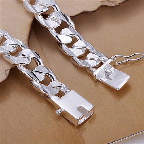Reines 925 Sterling Silber Armband schwere dicke kubanische Gliederkette Schmuck Herren Damen - Bild 5 von 14