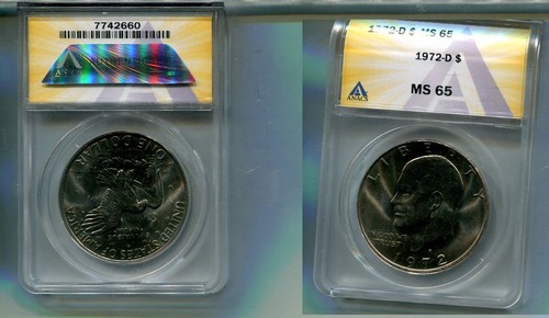 1972 D EISENHOWER DOLLAR ANACS MS65 8806S