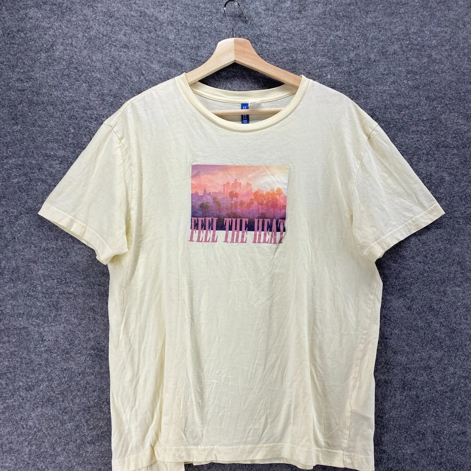 Camiseta Dividida Mujer L Grande Beige Cuello Redondo Manga Corta Pullover Algodón Foto 3 de 4