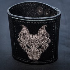 Celtic Wolf Leather wrist cuff wristband bracelet Protector Biker Gothic archery