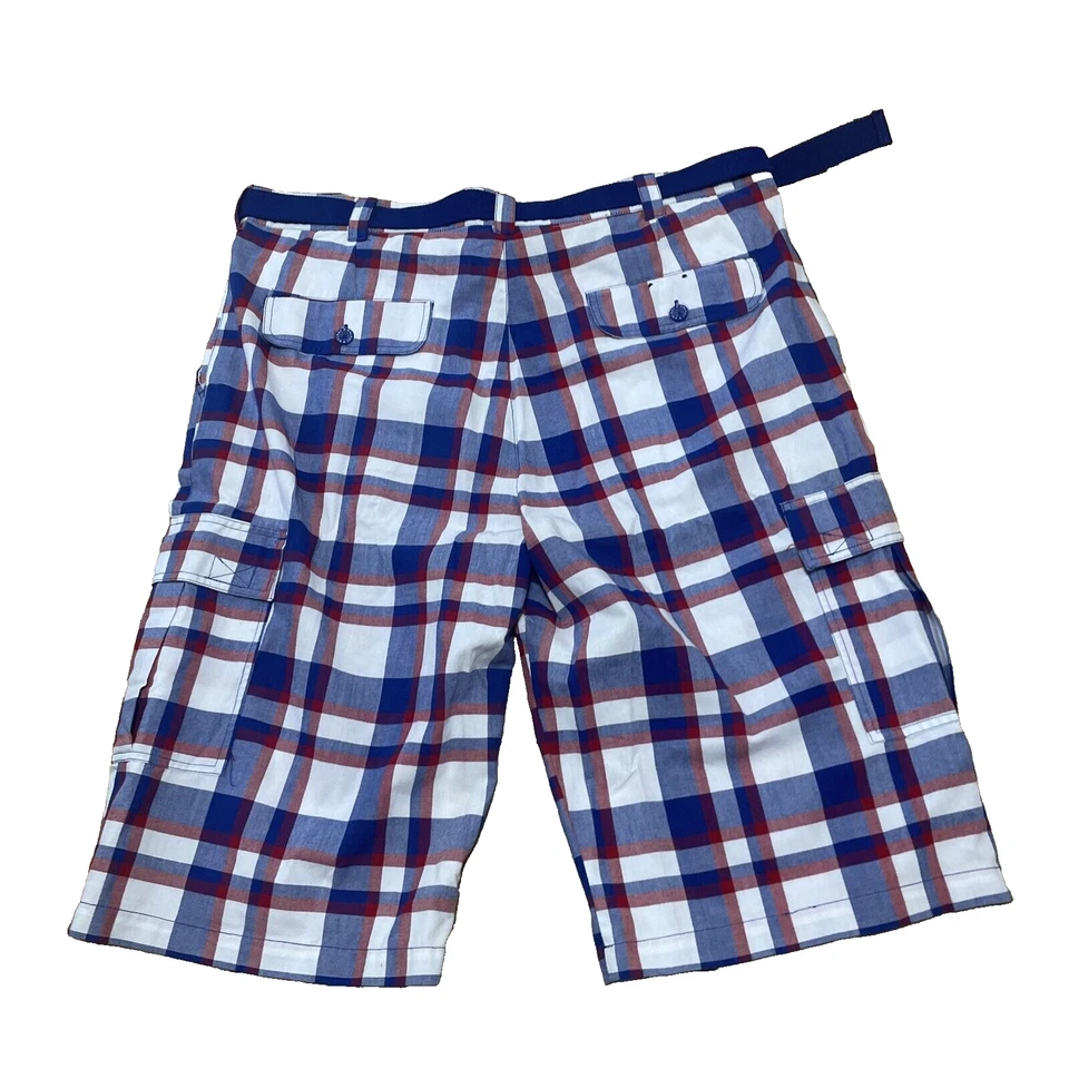 Pantalones Cortos Carga Galaxy Cuadros Hombres 42 Y2k Calle HipHop Azul Cuadros y Cinturón de Tela Y2k Foto 2 de 4