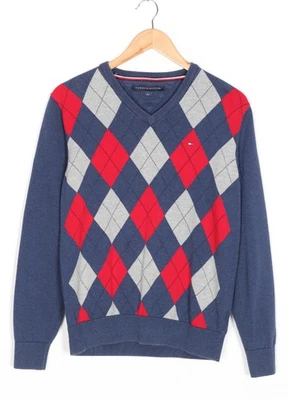 TOMMY HILFIGER Pullover Sweater Herren Größe M Baumwolle V-Ausschnitt Kariert... - Bild 1 von 4