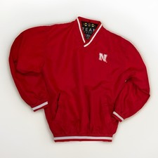 Red Oak Nebraska Huskers Wind Breaker Men  s Medium Red Pullover Pockets Jacket